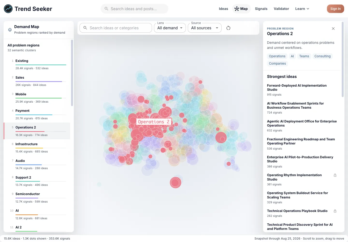 Trend Seeker Demand Map with Operations Gaps 2 selected for the Consulting and Services opportunity brief